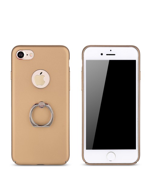 Rubberized Finger Ring Hard PC Case for iPhone 7 -Gold